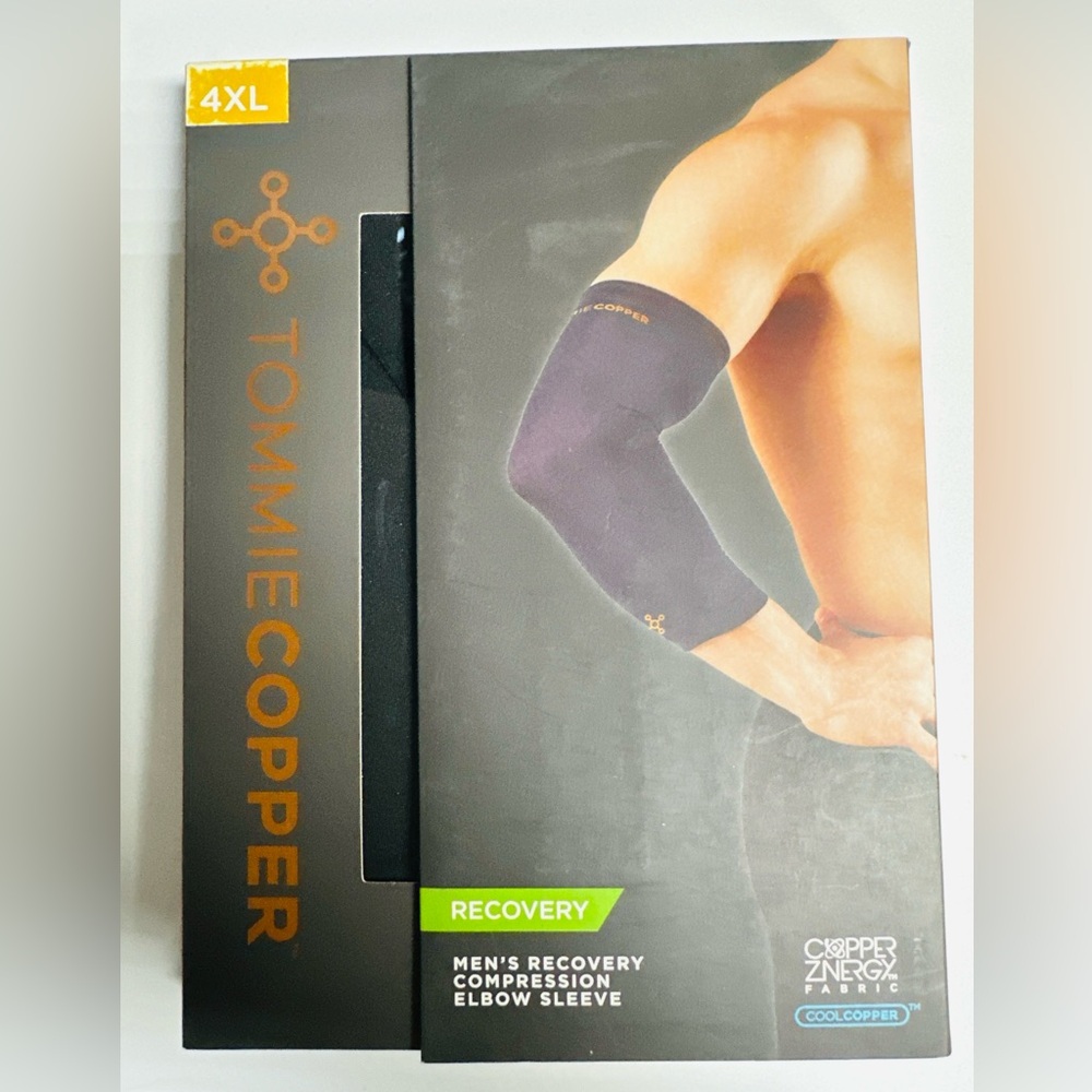 Tommie Copper Men’s Recovery Compression  Elbow Sleeve, NWT, XL, Black